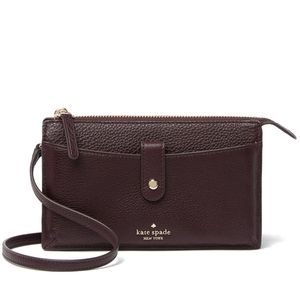 KATE SPADE Jackson Small Tab Crossbody Purse Chocolate Cherry Gold